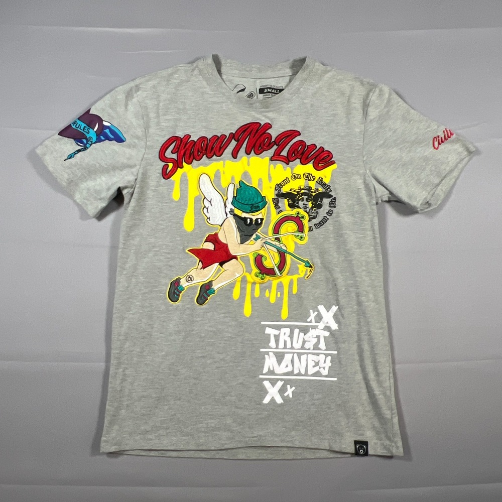 Civilized T Shirts Mens Small Heathered Gray Cotton Show No Love Graphic Y2k